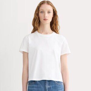 EVERLANE WHITE BOX CUT TEE IN ESSENTIAL COTTON